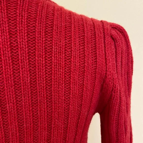 Gucci Chunky Alpaca Wool Blend Red Cardigan Cable Knit Sweater Made in Italy - Picture 11 of 16